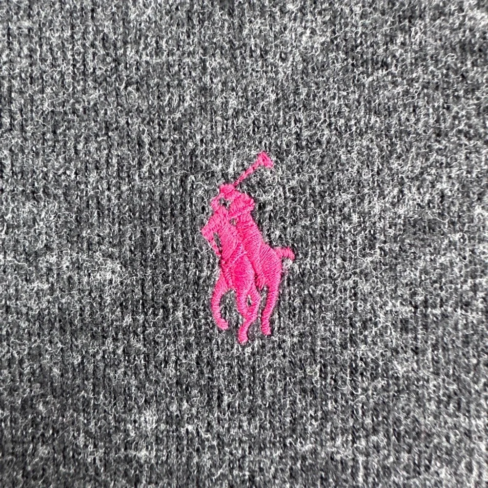 Polo Ralph Lauren Quarter Zip Mens XL Extra Large Gray Pink Pony Cotton Sweater